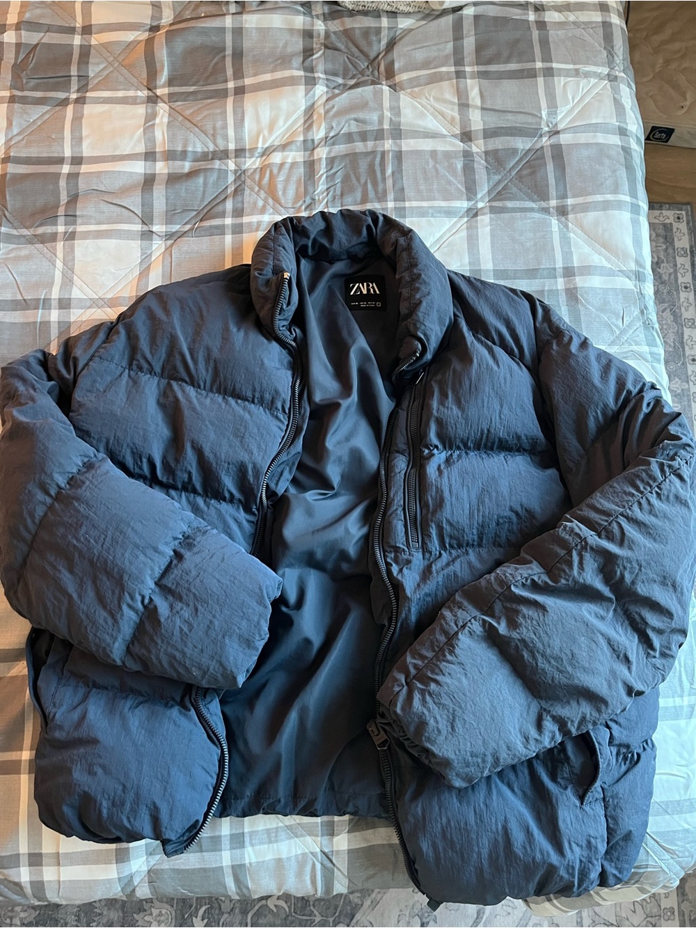 Zara Dark Navy Quilted Puffer Jacket